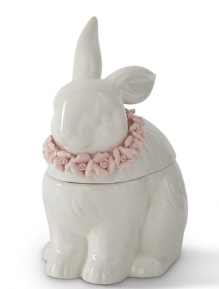 7.75" White Porcelain Easter Bunny Container