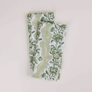 BLOCK PRINTED NAPKIN - GREEN BLOOMING TRELLIS