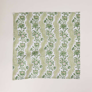 BLOCK PRINTED NAPKIN - GREEN BLOOMING TRELLIS