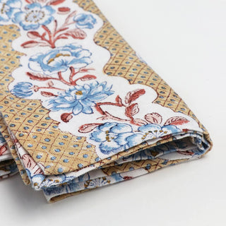 BLOCK PRINTED NAPKIN - YELLOW BLOOMING TRELLIS