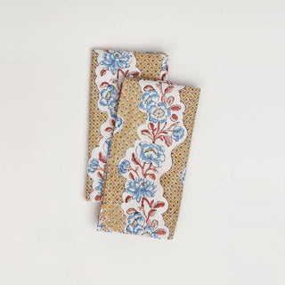 BLOCK PRINTED NAPKIN - YELLOW BLOOMING TRELLIS