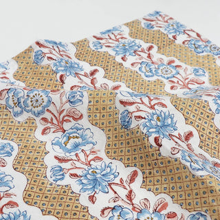 BLOCK PRINTED NAPKIN - YELLOW BLOOMING TRELLIS