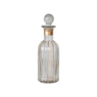 Blown Glass Fluted Decanter w/ Gold Finish