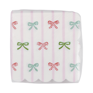 Bow Stripe Scallop Cocktail Napkin