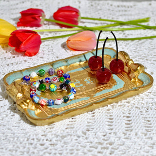 Florentine Carved Gilded Wood Mini Tray with Bow