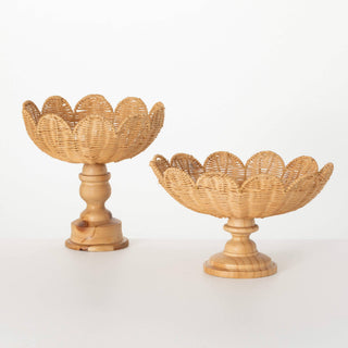 RATTAN PEDESTAL TRAYS