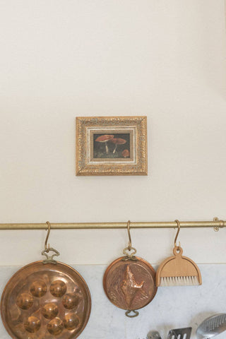 Vintage Mushrooms Framed Antique Art: 12x10