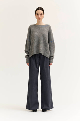 L GINGHAM EASY PANT: Brown