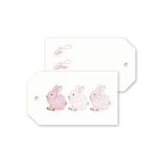 Porcelain Pink Bunnies Gift Tag