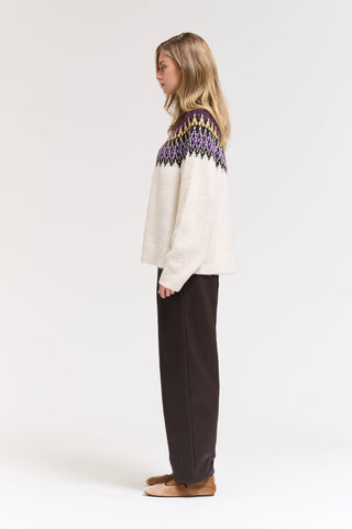 LARGE FAIR ISLE TURTLENECK SWEATER: CAROB MULTI