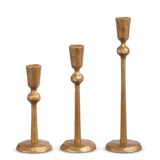 11" Hammered Gold Candlesticks
