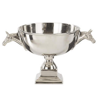 11" Silver Metal Horse Bust Handled Bowl