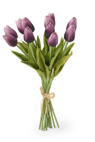 13 Inch Purple Real Touch Mini Tulip Bundle (12 Stems)