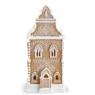 13.5" Brown Resin Glittered LED Gingerbread House
