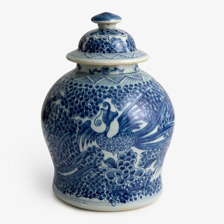 Blue and White Phoenix Temple Jar - Small