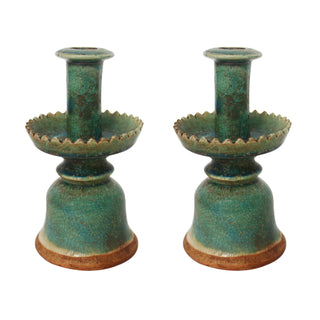 Speckled Green Candle Holders