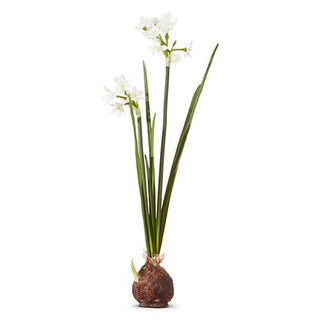 Artificial plant with white flowers and green leaves on a white background