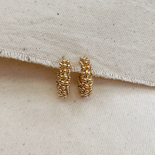 18k Gold Filled Beaded Cluster Hoop Earrings