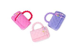 Pearl Handle Message Charm Handbag for Kids: Hot PInk