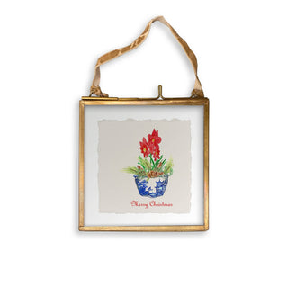 Blue & White Bowl with Christmas Flower: Wine Bag / Remove Words / -