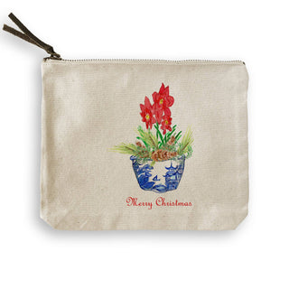 Blue & White Bowl with Christmas Flower: Wine Bag / Remove Words / -