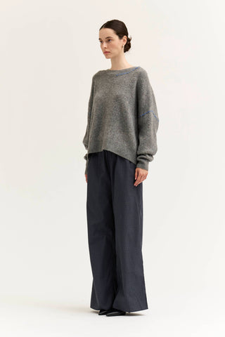 M GINGHAM EASY PANT: Brown