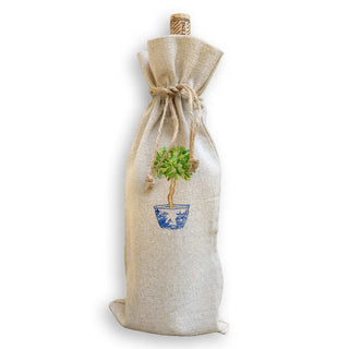 Blue & White Bowl w/Lemon Tree - Wine Bag