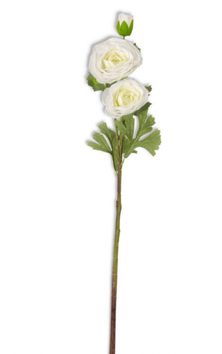 Home Accents 25" White Real Touch Triple Bloom Ranunculus Stem