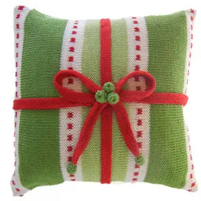 10" Green Stripe Gift Pillow