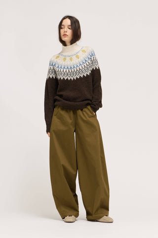 MEDIUM  FAIR ISLE TURTLENECK SWEATER: CAROB MULTI