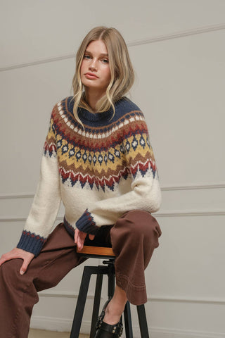 Fair Isle Pattern Knit Sweater