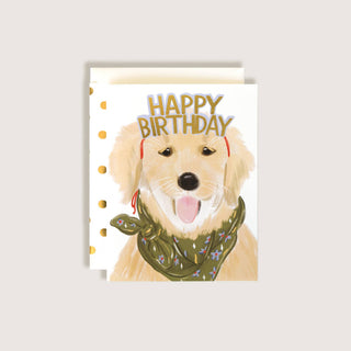 Happy Birthday Greeting Card Golden Retriever Gold Crown