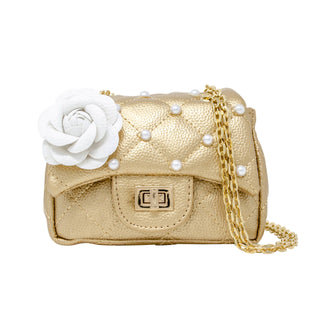 Classic Quilted Flower Pearl Handbag: Pink