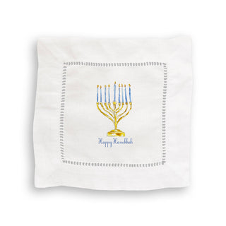 Menorah with Happy Hanukkah: Natural Guest Towel / Remove Words / -