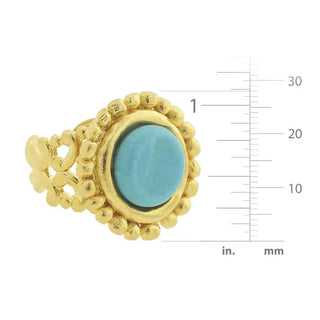 Handcast Gold with Genuine Turquoise Adjustable Ring