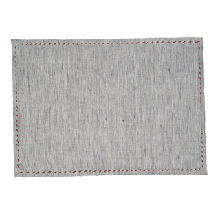 Linen Pinstripe Placemats - Blue - Set 4