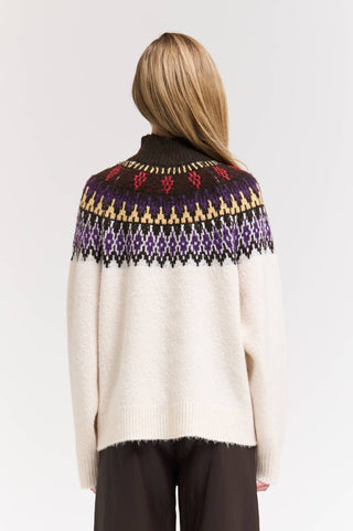 MEDIUM  FAIR ISLE TURTLENECK SWEATER: CAROB MULTI