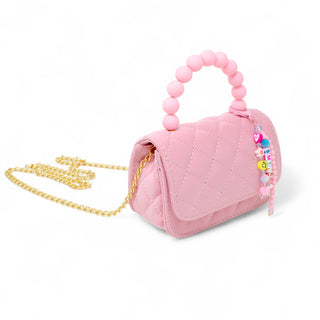 Pearl Handle Message Charm Handbag for Kids: Hot PInk