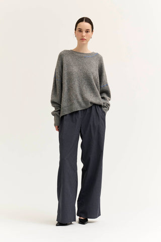 M GINGHAM EASY PANT: Brown