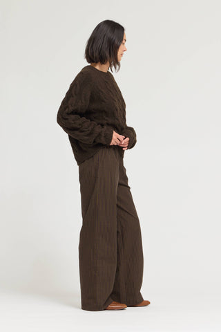 S GINGHAM EASY PANT: Brown