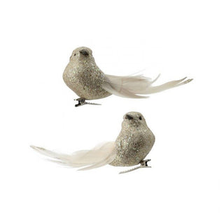 5" Clip - On Champagne Glitter Bird