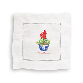 Blue & White Bowl with Christmas Flower: Wine Bag / Remove Words / -