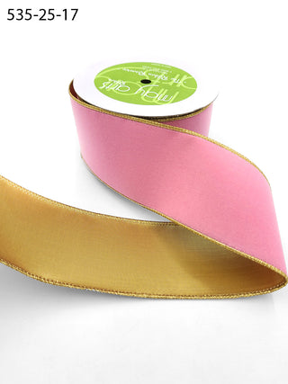 2.5" Velvet Reversible Gold Wired Ribbon