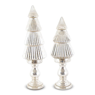 Mercury Glass LED Trees on Pedestals