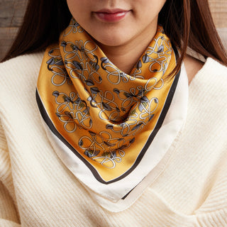 Geometric Silk-Feel Scarf | Modern Pattern Square Accessory: Orange / One / 5DR98078