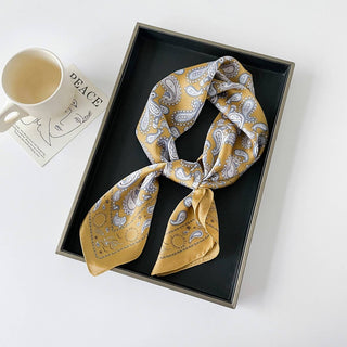 Paisley Satin Square Scarf – Yellow