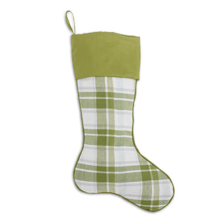 19" Green & White Cotton Stocking