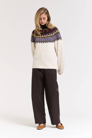 SMALL  FAIR ISLE TURTLENECK SWEATER: CAROB MULTI