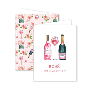 Champagne & Rose Birthday Greeting Card