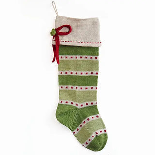 Green Stripe Stocking w/Bow